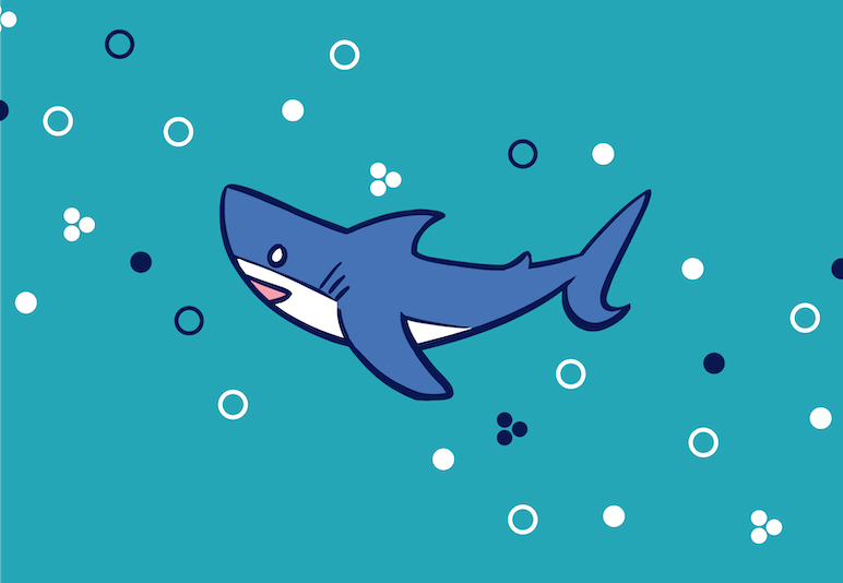 Shark resembling Blahaj, the IKEA blue shark